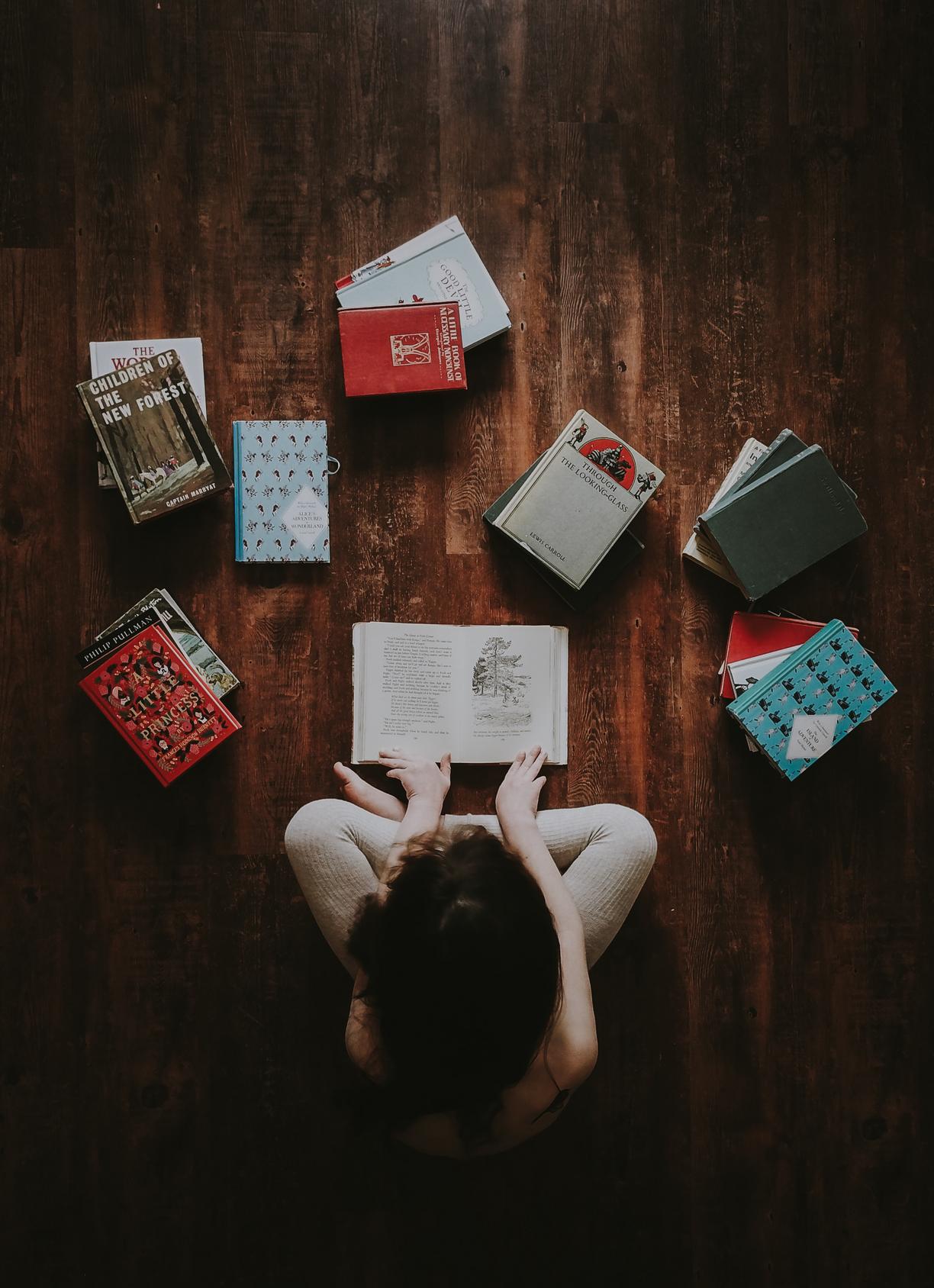 child reading books