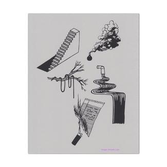A black ink on white paper drawing called Ruin by Annyen Lam 